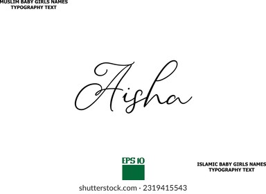 Muslim Female Name Aisha Typescript Design svg