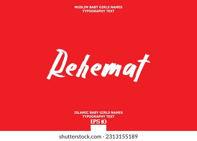 Nombre de mujer musulmana Escritura de texto Rehemat diseño