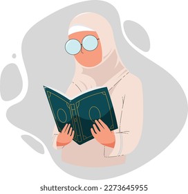 Muslim female recite free illustration stock in white background, Ramadhan,Female,Recite.