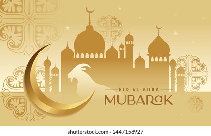 Muslim Festival Eid Al-Adhaweb banner, header or template design. Vector illustration background.