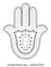 Muslim Filigree Dotted Ornament - Vector Hamsa Hand Symbol - Hand of Fatima
