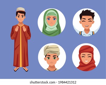 muslim five persons comic characters