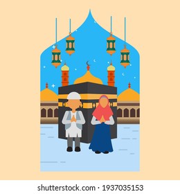 muslim flat design with kaaba ramadan vector illustration