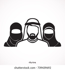Muslim.  flat style. black icon on isolated on white background