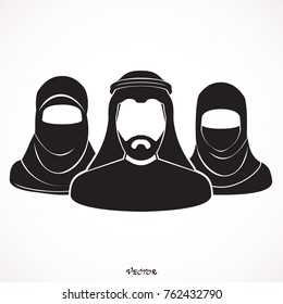 Muslim.  flat style. black icon on isolated on white background