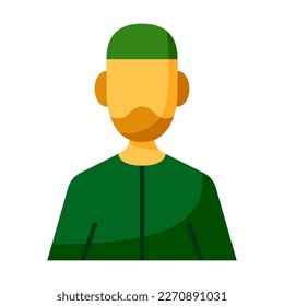 Musulmán aislado en un estilo plano