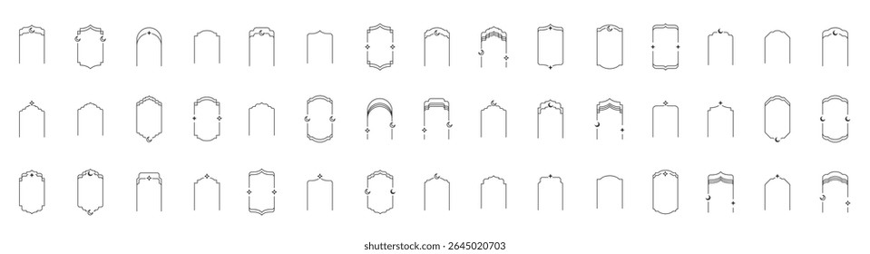 Marcos musulmanes. Arcos boho árabes de Ramadán. Arcos islámicos. Ilustración vectorial, Vector