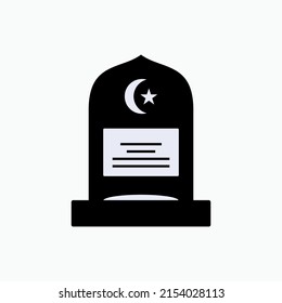 Muslim Funeral Icon. Cemetery, Gravestone Symbol - Vector.