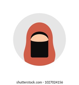 Muslim girl arabic avatar vector illustration.