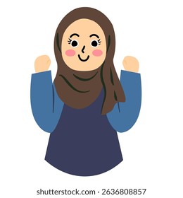 Muslim girl cartoon giving encouragement. Motivation gesture.