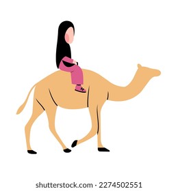 Muslim Girl Character Riding Camel