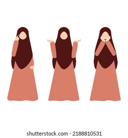 Muslim Girl Expression. Muslim Girl Character. Muslim Girl Illustration.