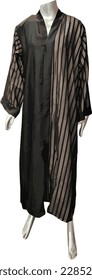 Muslim girl in fashion traditional black dress abaya from UAE or Saudi Arabia posing, facaless islamic Mannequin vector illustration 1