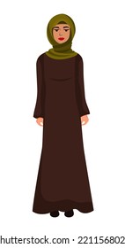 Muslim girl in hijab. Head scarf. Arab woman. Vector Stock illustration. Cartoon. Character.emirati 