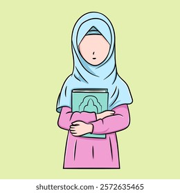 Muslim girl in hijab holding the Koran