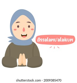 Muslim Girl Islamic Greeting Assalamualaikum