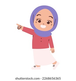 Muslim girl kid with pointing finger