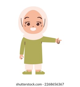 Muslim girl kid with pointing finger
