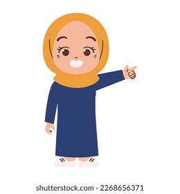 Muslim girl kid with pointing finger