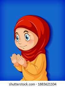 Muslim girl practice religion illustration