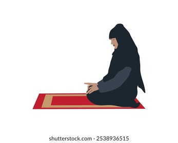 muslim girl pray salat vector clipart with white background