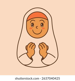 Muslim Girl Praying - Cute Cartoon Vector