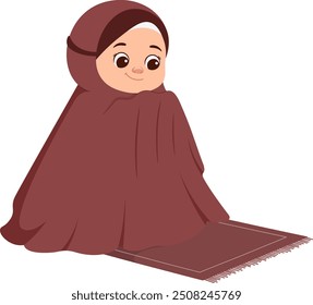 A Muslim Girl Praying Illustration