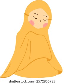 muslim girl praying in ramadan illustration