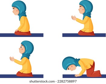 Muslim Girl Praying Vector illustration