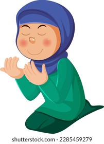 Muslim Girl Praying Vector illustration