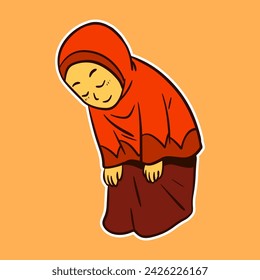 Muslim Girl Praying Vector Illustration
