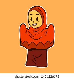 Muslim Girl Praying Vector Illustration