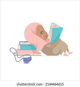 Muslim girl reading a book