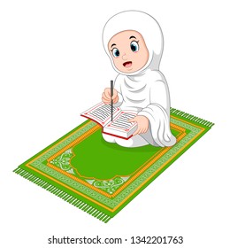 muslim girl reading holy Quran