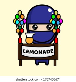 Muslim Girl Selling A Lemonade Vector Character Illustration