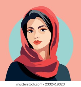 Muslim girl social media avatar vector icon. Muslim culture. Girl in a hijab. Portrait of a young woman in national costume. Flat graphic vector illustration