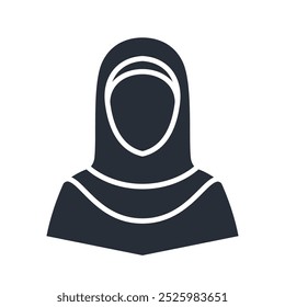 Muslim girl trendy filled icon. Woman faceless avatar silhouette vector illustration.