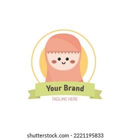 Muslim Girl Wearing Hijab Simple Logo with Fun Colorful Template