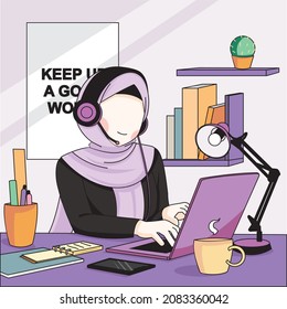 muslim girl work as customer service