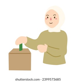 muslim giving alms zakat or infaq donation illustration