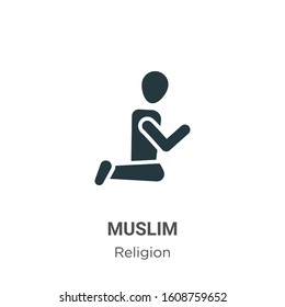 Muslim glyph icon vector on white background. Flat vector muslim icon symbol sign from modern religion collection for mobile concept and web apps design.