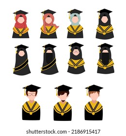 Muslim Graduation Character Set Collection