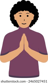Personaje musulmán de saludo de Pose Eid. Aislado sobre fondo blanco. Ilustración vectorial