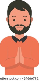 Ilustración de saludo musulmán Pose Eid. Vector aislado en estilo plano.