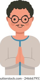 Muslim Greeting Pose Eid Illustration. Isolated Vector in Flat Style.