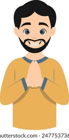 Personaje Musulmán De Saludo Pose Eid Mubarak. Diseño de Ilustración vectorial.
