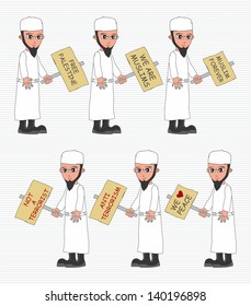 muslim guy protest with board