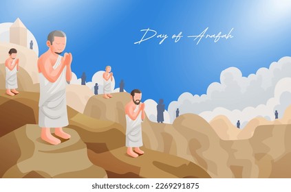 Moslemushajj-Pilgrim beten auf dem Arafah am Tag des Dhul Hijah Ritual