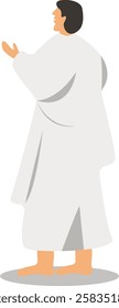 Muslim Hajj Pilgrims at Mecca Illustration. Flat Vector Character.