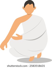 Muslim Hajj Pilgrims at Mecca Illustration. Flat Vector Character.